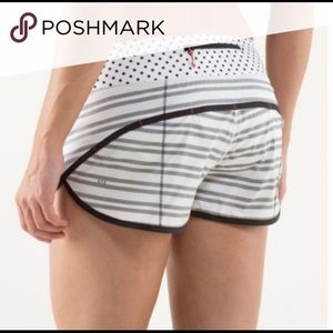 LULULEMON white and grey striped speed short